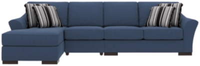 Bantry Nuvella® 3-Piece Sectional and Pillows, Indigo, large