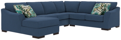 Bantry Nuvella® 4-Piece Sectional and Pillows, Indigo, large