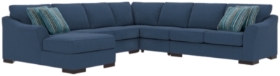 Bantry Nuvella® 5-Piece Sectional and Pillows, Indigo, large