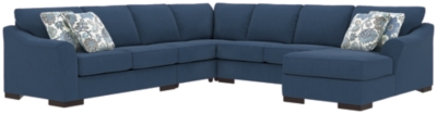 Bantry Nuvella® 5-Piece Sectional and Pillows, Indigo, large