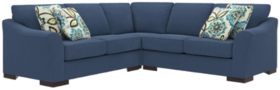 Bantry Nuvella® 3-Piece Sectional and Pillows, Indigo, large