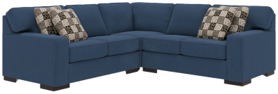 Ashlor Nuvella® 3-Piece Sectional and Pillows, Indigo, large