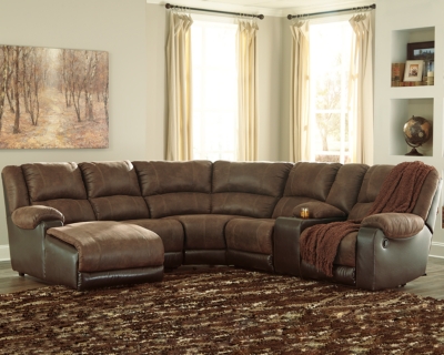 Nantahala 6-Piece Reclining Sectional with Chaise, Coffee, large