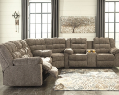 workhorse 3-piece reclining sectional | ashley furniture
