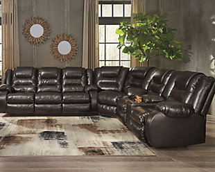 Vacherie 3-Piece Reclining Sectional, Chocolate, rollover