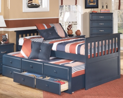 Leo Twin Trundle Bed, Blue, large