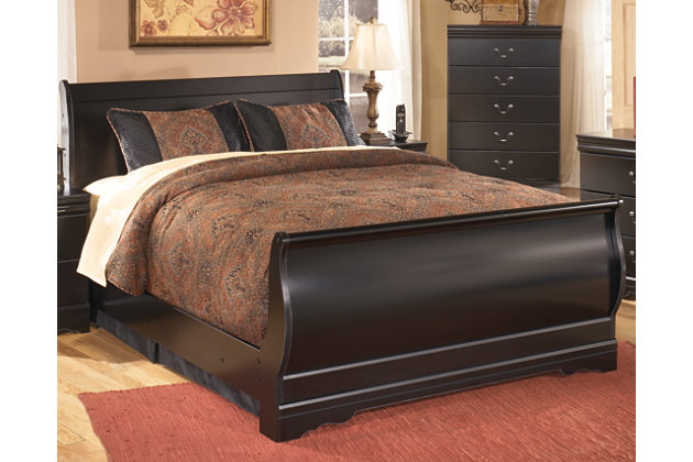 The Huey Vineyard full sleigh bed is the epitome of traditional decor. Louis Philippe-style moulding dates back to the mid-19th century when furnishings were lavish yet somewhat simple. Luxe finish adds a slightly modern touch. Mattress and foundation/box spring sold separately.Made of engineered wood | Includes headboard, footboard and rails | Louis Philippe-style moulding | Assembly required | Estimated Assembly Time: 10 Minutes