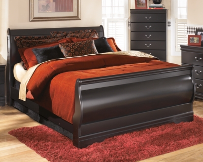 Huey Vineyard Queen Sleigh Bed, Black, rollover