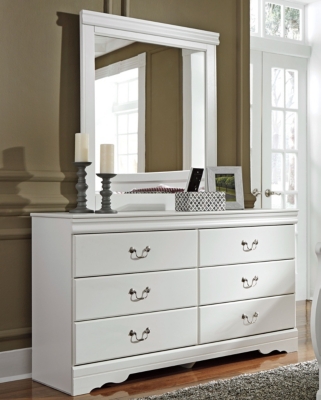 APK-B129-DM Anarasia 6 Drawer Dresser and Mirror, White sku APK-B129-DM