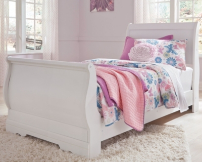 Anarasia Twin Sleigh Bed, White, large