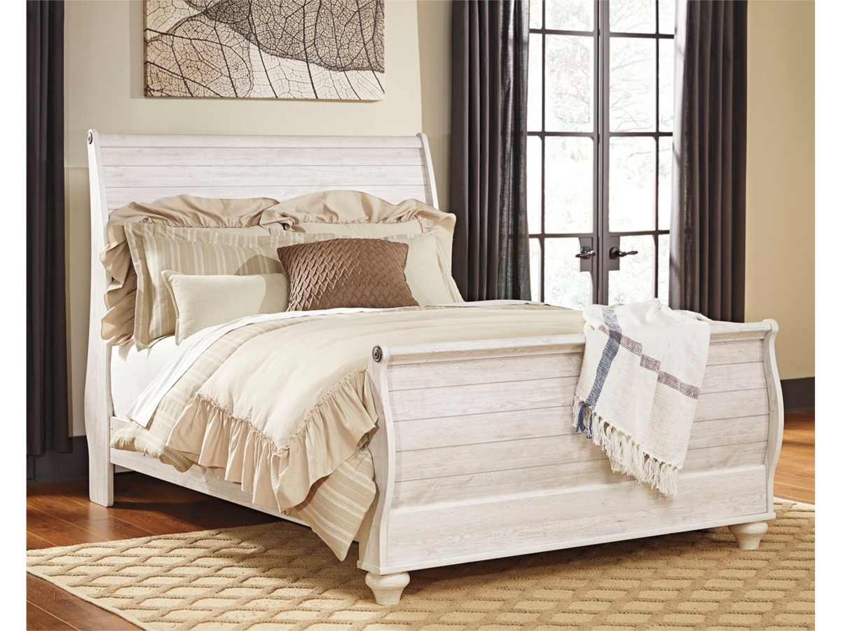 Ashley sleigh bed deals white