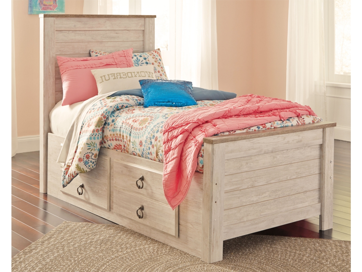 Willowton Bed with 2 Drawer Storage - Whitewash