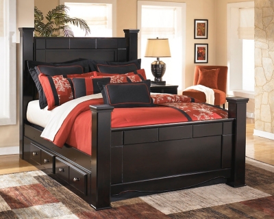 Shay Queen Poster Bed With 2 Storage Drawers Ashley