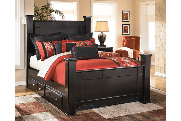 shay queen poster storage bed | ashley furniture homestore
