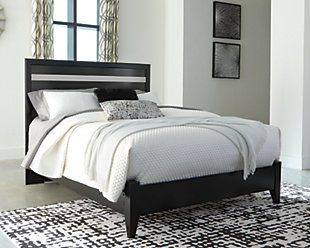Starberry Queen Panel Bed, Black, rollover