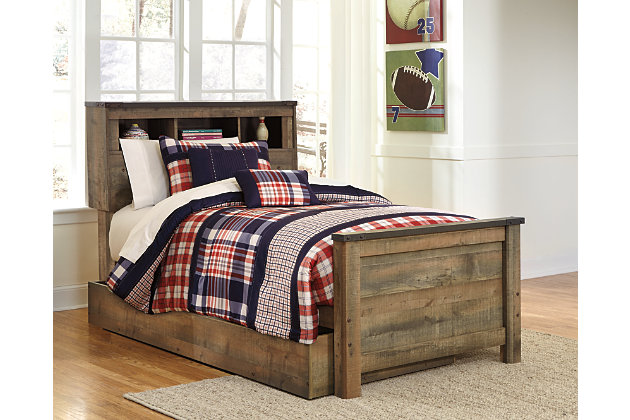 Trinell Twin Bookcase Bed With 1 Large, Rustic Bookcase Storage Bed