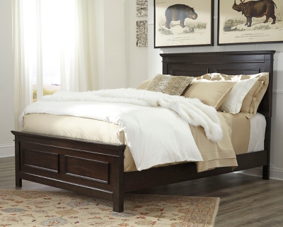 Alexee California King Panel Bed, Dark Brown, large