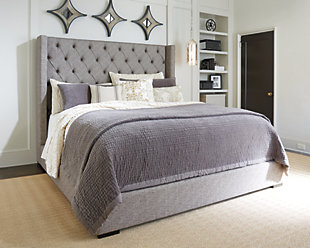 Sorinella California King Upholstered Bed, Gray, rollover