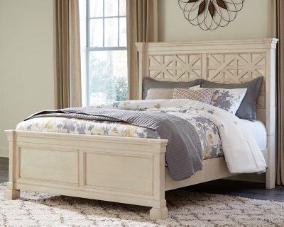Bolanburg Queen Panel Bed with 2 Nightstands, Antique White, large