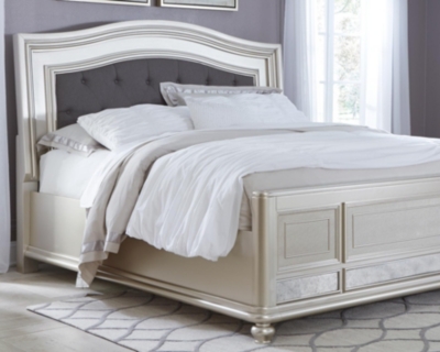 Coralayne Queen Panel Bed, Silver, rollover