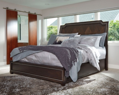 Zimbroni Cal-King Panel Bed, Brown, large