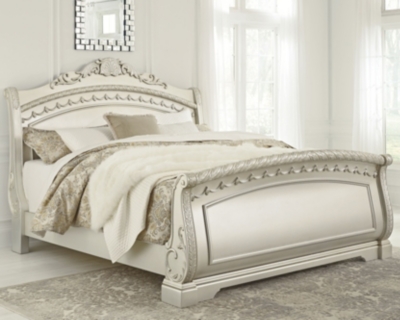 Cassimore California King Sleigh Bed, Pearl Silver, large