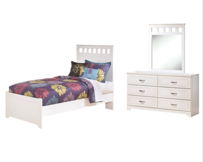 Lulu Twin Panel Bed With Mirrored Dresser Ashley Furniture Homestore