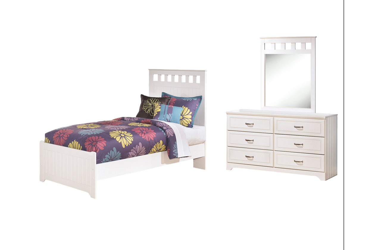 Lulu Twin Panel Bed With Mirrored, Lulu White Dresser