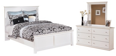 Bostwick Shoals Queen Panel Bed with Dresser Mirror, White