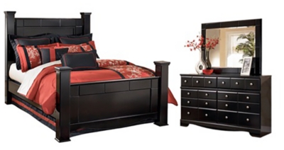 Shay Queen Poster Bed with Dresser Mirror, , large