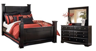 Shay Queen Poster Bed With Dresser Mirror Ashley Furniture Homestore