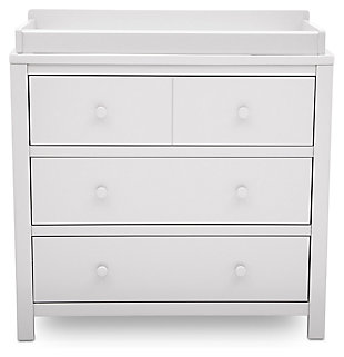 Delta Children 3 Drawer Dresser & Changing Table Top, White, large