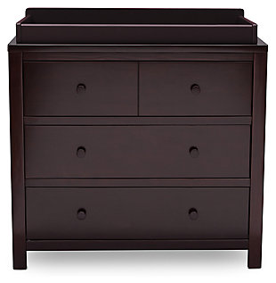 This 3 Drawer Dresser Set from Delta Children features classic and timeless style that can go with a variety of decor styles. Constructed with quality pine wood and engineered wood, this sturdy dresser is built to last your child from birth until their teen years. The dresser also has a smooth metal glide system with safety stops that prevent drawers from pulling out, so it is easy and safe for kids to manage on their own. Add additional functionality to your dresser with the Delta Changing Top. The Changing Top securely attaches to the dresser, offering a dedicated space for changing or dressing your baby. Once your child has outgrown the need for a changing table, the top can easily be removed. Changing pad required (sold separately).Includes Delta 3 Drawer Dresser and Changing Top | Made of wood, engineered wood and metal | Top drawer features a double drawer front that opens to reveal one spacious drawer | 3 spacious drawers feature metal drawer guides with safety stops | Solid wood changing top securely mounts to the dresser, removes easily | Requires a 34" x 16" x 1" changing pad (sold separately) | Assembly required | For any questions regarding Delta Children products, please contact consumersupport@deltachildren.com. Monday to Friday, 8:30 a.m. to 6 p.m. (EST)