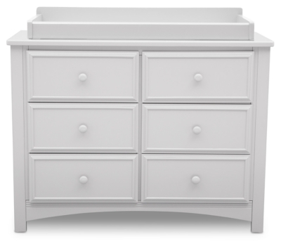 Delta Children 6 Drawer Dresser & Changing Table Top, White, large