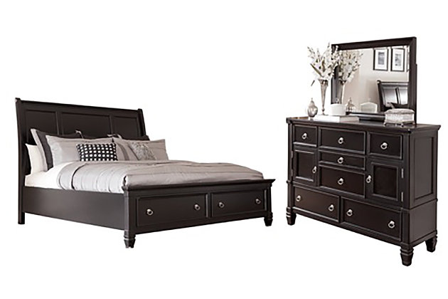 Greensburg 5 Piece Queen Master Bedroom, Contemporary Bedroom Furniture Sets Black