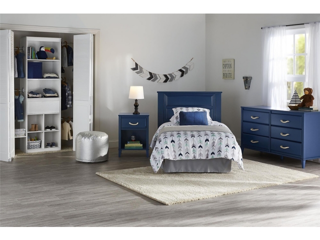ashley furniture blue dresser Simmenfort Twin Panel Headboard with Dresser and Nightstand in Navy Bl   Luna Furniture