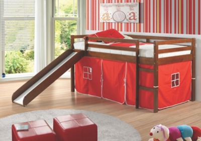 twin low loft bed with slide