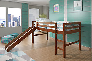 Kids Twin Low Loft Bed with Slide, , rollover