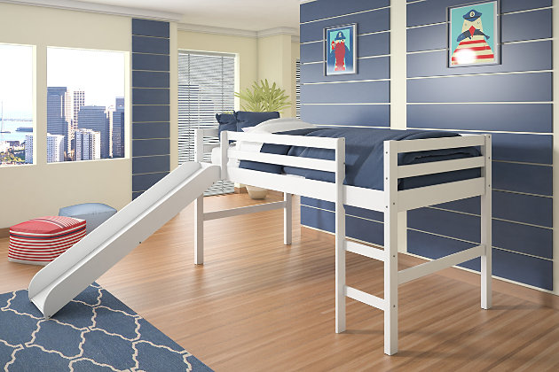 Donco Twin Low Loft Bed With Slide Ashley, Bunk Bed With Built In Dresser And Deskset