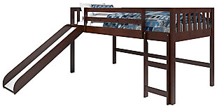Kids Twin Low Loft Bed with Slide, , large