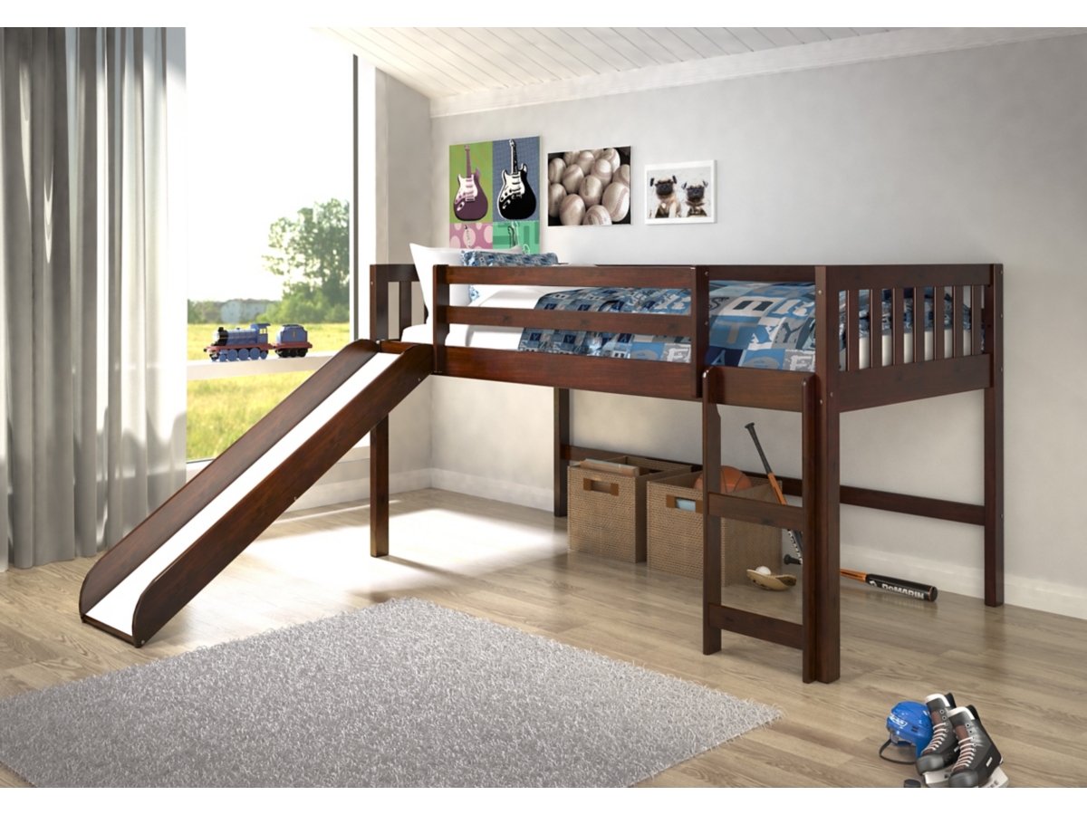 Donco Twin Low Loft Bed with Slide