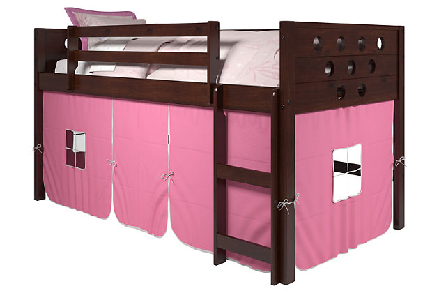 Donco Twin Low Loft Bed With Tent, Bunk Bed With Tent Underneath