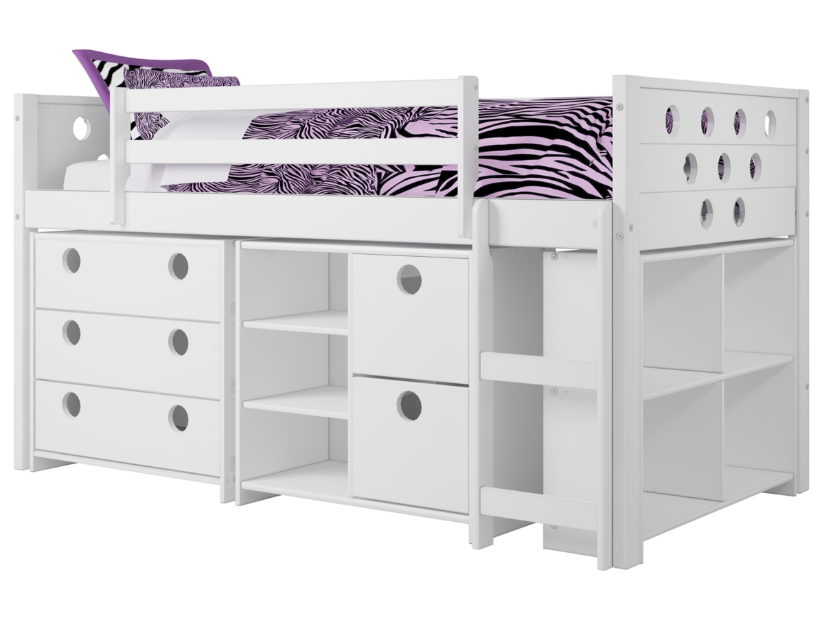 Donco low loft bed store with desk