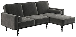 Atwater Living Edison Small Space Sectional Futon, Gray, large