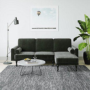 Atwater Living Edison Small Space Sectional Futon, Gray, rollover
