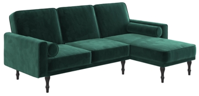 Atwater Living Edison Small Space Sectional Futon, Green, large