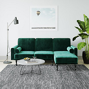 Atwater Living Edison Small Space Sectional Futon, Green, rollover