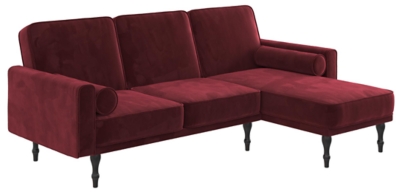 Atwater Living Edison Small Space Sectional Futon, Burgundy, large