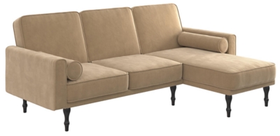 Atwater Living Edison Small Space Sectional Futon, Tan, large