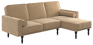Atwater Living Edison Small Space Sectional Futon, Tan, large
